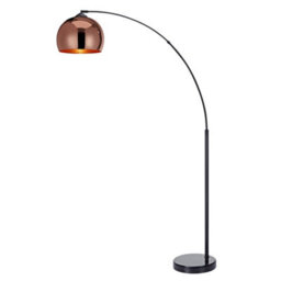 Teamson Home Arc Curved Standing Floor Lamp With Bell Shade & Marble Base - Rose Gold/black Marble