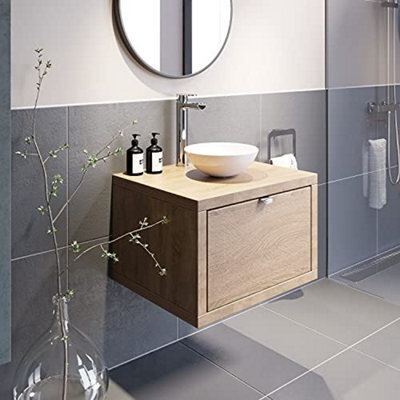 Affine Bathroom Wall Hung Vanity Unit Sink Cabinet Wash Basin Sink Storage Drawer 600mm - image 1