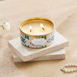 Living And Home Portable Plum Blossom Scented Natural Soy Wax Candle In A Compact Tin - thumbnail 2