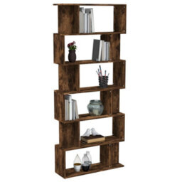 Vidaxl Book Cabinet/room Divider Smoked Oak 80X24X192 Cm Engineered Wood Book Cabinets - thumbnail 4