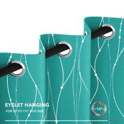 Deconovo Blackout Eyelet Curtains Thermal Insulated Silver Dotted Line Foil Printed Curtains W46 X L72 Inch Turquoise 2 Panels - thumbnail 7
