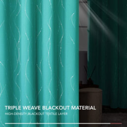 Deconovo Blackout Eyelet Curtains Thermal Insulated Silver Dotted Line Foil Printed Curtains W46 X L72 Inch Turquoise 2 Panels - thumbnail 6