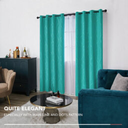 Deconovo Blackout Eyelet Curtains Thermal Insulated Silver Dotted Line Foil Printed Curtains W46 X L72 Inch Turquoise 2 Panels - thumbnail 5