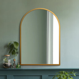 Mirroroutlet The Arcus Gold Metal Framed Arched Wall Mirror 100Cm X 70Cm