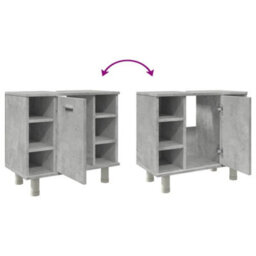 Berkfield Bathroom Cabinet Concrete Grey 60X32X53.5 Cm Engineered Wood - thumbnail 9