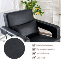 Modern Accent Chair With Ottoman Upholstered Black - thumbnail 6