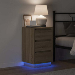 Berkfield Modern Bedside Cabinet With Led Sonoma Oak 39X34,5X65 Cm Engineered Wood - thumbnail 4