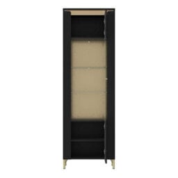 Wyld Haus Marslet Narrow Black And Gold Display Vitrin Cabinet 1 Door With Led Lights - thumbnail 3