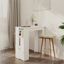 Walplus Bar Table With Shelf White 102X50X103.5 Cm Engineered Wood - thumbnail 1