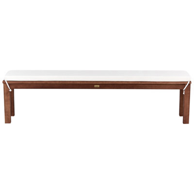 Beliani Garden Bench With Cushion Monsano 170 Cm Eucalyptus Wood Off-White - image 1