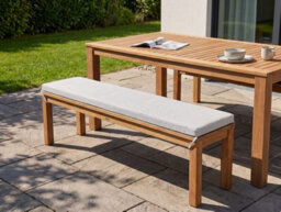Beliani Garden Bench With Cushion Monsano 170 Cm Eucalyptus Wood Off-White - thumbnail 2