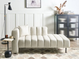 Beliani Left-Hand Chaise Longue Lannils Fabric Off-White - thumbnail 2
