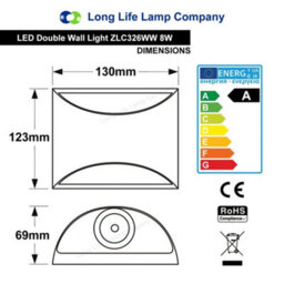 Long Life Lamps Company Modern Led Outdoor Wall Light Stainless Steel Warm White Zlc326Ww - thumbnail 2