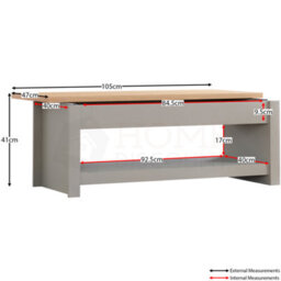 Lassic Vida Designs Arlington Grey Sliding Top With Storage And 1 Shelf Coffee Table - thumbnail 2