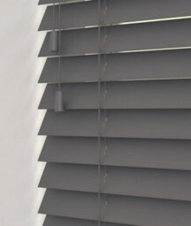 Caecus Blinds Faux Wood String Venetian Blind 50mm Slats  Dark Grey 105Cm Width X 120Cm Drop - thumbnail 1