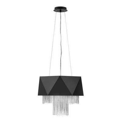 Luminosa Lighting Elstead Zuma 6 Light Pendant, Satin Black, Silver, E27 - image 1
