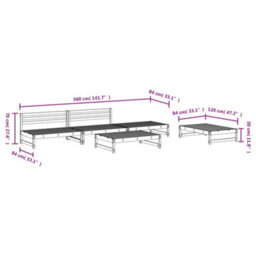 Berkfield 5 Piece Garden Lounge Set Black Solid Wood Pine - thumbnail 6