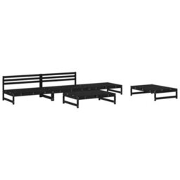 Berkfield 5 Piece Garden Lounge Set Black Solid Wood Pine - thumbnail 2