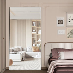 Cassilando Black 180X80Cm Full Length Mirror/wall Mirror,floor Or Wall For Bedroom Living Room, Aluminum Alloy Frame - thumbnail 2