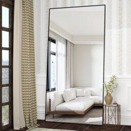 Cassilando Black 180X80Cm Full Length Mirror/wall Mirror,floor Or Wall For Bedroom Living Room, Aluminum Alloy Frame