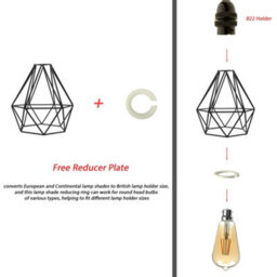 2 Pack Of White Style Metal Basket Bird Cage Geometric Ceiling Pendant Light Shades, Open Wire Frame Vintage Bulb Guards(2 Pack) - thumbnail 7