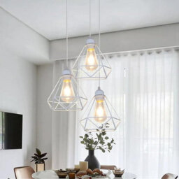 2 Pack Of White Style Metal Basket Bird Cage Geometric Ceiling Pendant Light Shades, Open Wire Frame Vintage Bulb Guards(2 Pack) - thumbnail 2