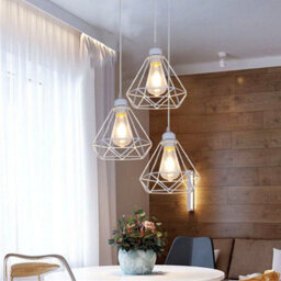 2 Pack Of White Style Metal Basket Bird Cage Geometric Ceiling Pendant Light Shades, Open Wire Frame Vintage Bulb Guards(2 Pack) - thumbnail 4