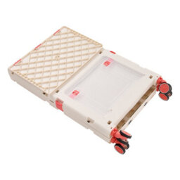 Breeins Beige White 2-Tier Folding 72L Plastic Shopping Trolley Cart With Wheels - thumbnail 7
