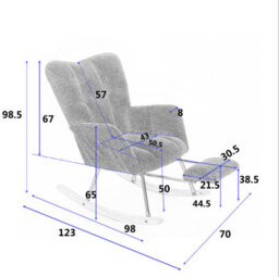 Abrihome New Modern Teddy Fabric Tufted Upholstered Rocking Chair With Pull-Out Footrest, White  - thumbnail 6