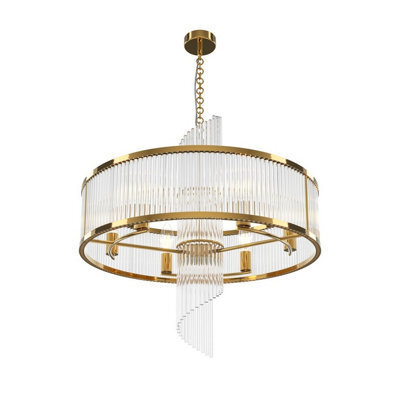 Luminosa Lighting Luminosa Frame Modern 58Cm Cylindrical Pendant Ceiling Light Gold 6Xe14 Glass Shade - image 1