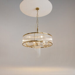 Luminosa Lighting Luminosa Frame Modern 58Cm Cylindrical Pendant Ceiling Light Gold 6Xe14 Glass Shade - thumbnail 2