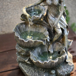 Living And Home Grey Fairy Led Lighted Resin Garden Water Fountain Water Feature With Solar Panel 50Cm H - thumbnail 3