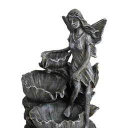 Living And Home Grey Fairy Led Lighted Resin Garden Water Fountain Water Feature With Solar Panel 50Cm H - thumbnail 6