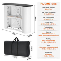 "Vevor Portable Tradeshow Podium Table, 51.18"" X 18.31"" X 37.4"", Display Exhibition Counter Stand Booth Fair With Wall" - thumbnail 7