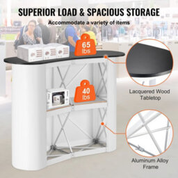 "Vevor Portable Tradeshow Podium Table, 51.18"" X 18.31"" X 37.4"", Display Exhibition Counter Stand Booth Fair With Wall" - thumbnail 3