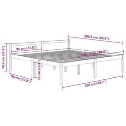 Berkfield Bed Frame Solid Wood Pine 200X200 Cm - thumbnail 8