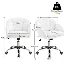 Yaheetech Modern Desk Chair For Home Office Makeup - Snowy / Velvet - thumbnail 3