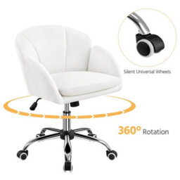Yaheetech Modern Desk Chair For Home Office Makeup - Snowy / Velvet - thumbnail 6