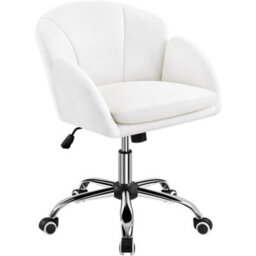Yaheetech Modern Desk Chair For Home Office Makeup - Snowy / Velvet - thumbnail 2