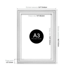 A3 White Ornate Picture Frame (42 X 29.7Cm) Poster, Photo, Artwork, Gallery Wall Or Print - thumbnail 2