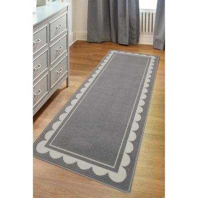 Melrose Colorama Scallop Grey Medium Indoor Area Runner Rug 067/200Cm - image 1