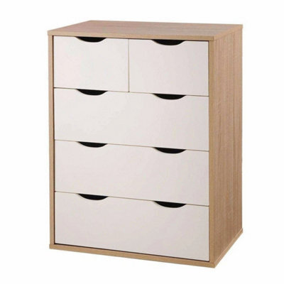5 Drawer Chest Of Drawers Oak And White - image 1