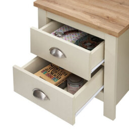 Timber Art Design Lisbon Bedside Cabinet Bedroom Furniture Nightstand Table 2 Drawers Cream - thumbnail 5
