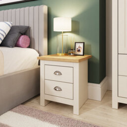 Timber Art Design Lisbon Bedside Cabinet Bedroom Furniture Nightstand Table 2 Drawers Cream - thumbnail 8