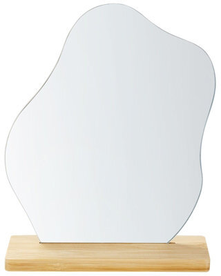 Beliani Luna Home Irregular Shape Standing Mirror, Bamboo Frame, Compact 22 X 19 Cm - image 1