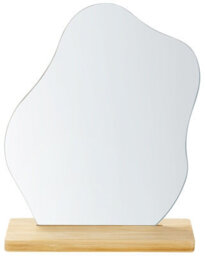 Beliani Luna Home Irregular Shape Standing Mirror, Bamboo Frame, Compact 22 X 19 Cm - thumbnail 1
