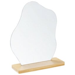 Beliani Luna Home Irregular Shape Standing Mirror, Bamboo Frame, Compact 22 X 19 Cm - thumbnail 3