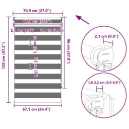 Vidaxl Zebra Blind 70 X 120 Cm White Zebra Blinds - thumbnail 3