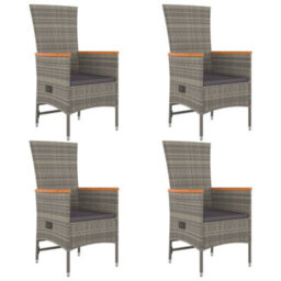 Berkfield 5 Piece Garden Dining Set Grey Poly Rattan&solid Wood Acacia - thumbnail 4