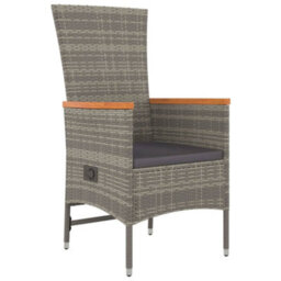 Berkfield 5 Piece Garden Dining Set Grey Poly Rattan&solid Wood Acacia - thumbnail 5
